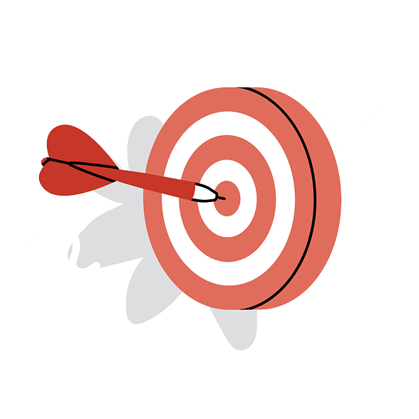 illustration of dartboard and dart hitting bullseye