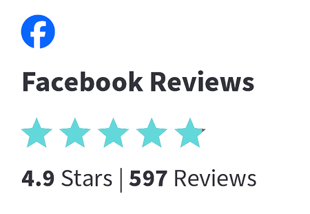 Facebook reviews - 4.9 stars - 597 reviews